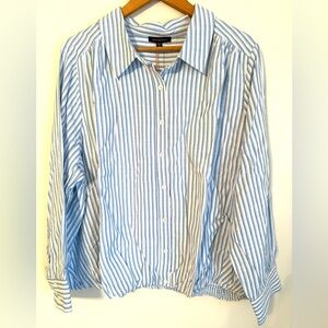 SKIES ARE BLUE Plus Striped Bubble Hem Long Sleeve Shirt